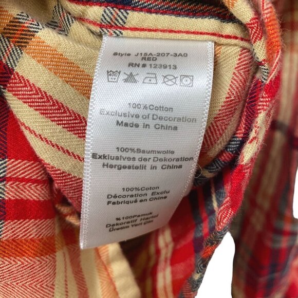 JACHS Mens Shirt Size Large 100% Cotton Red Plaid Long Sleeve Button up Utility - Picture 11 of 12